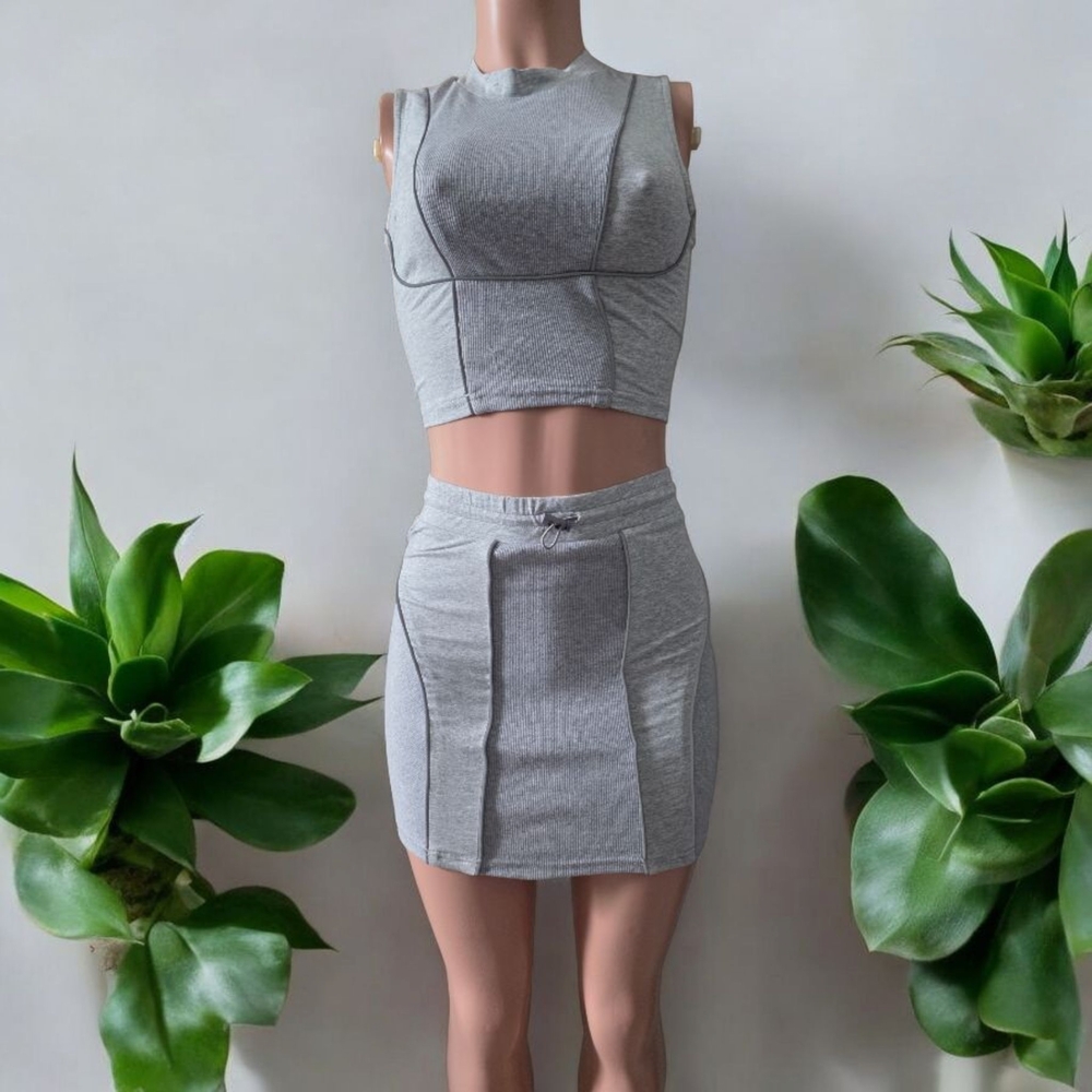 Gray Women's Skirt Set